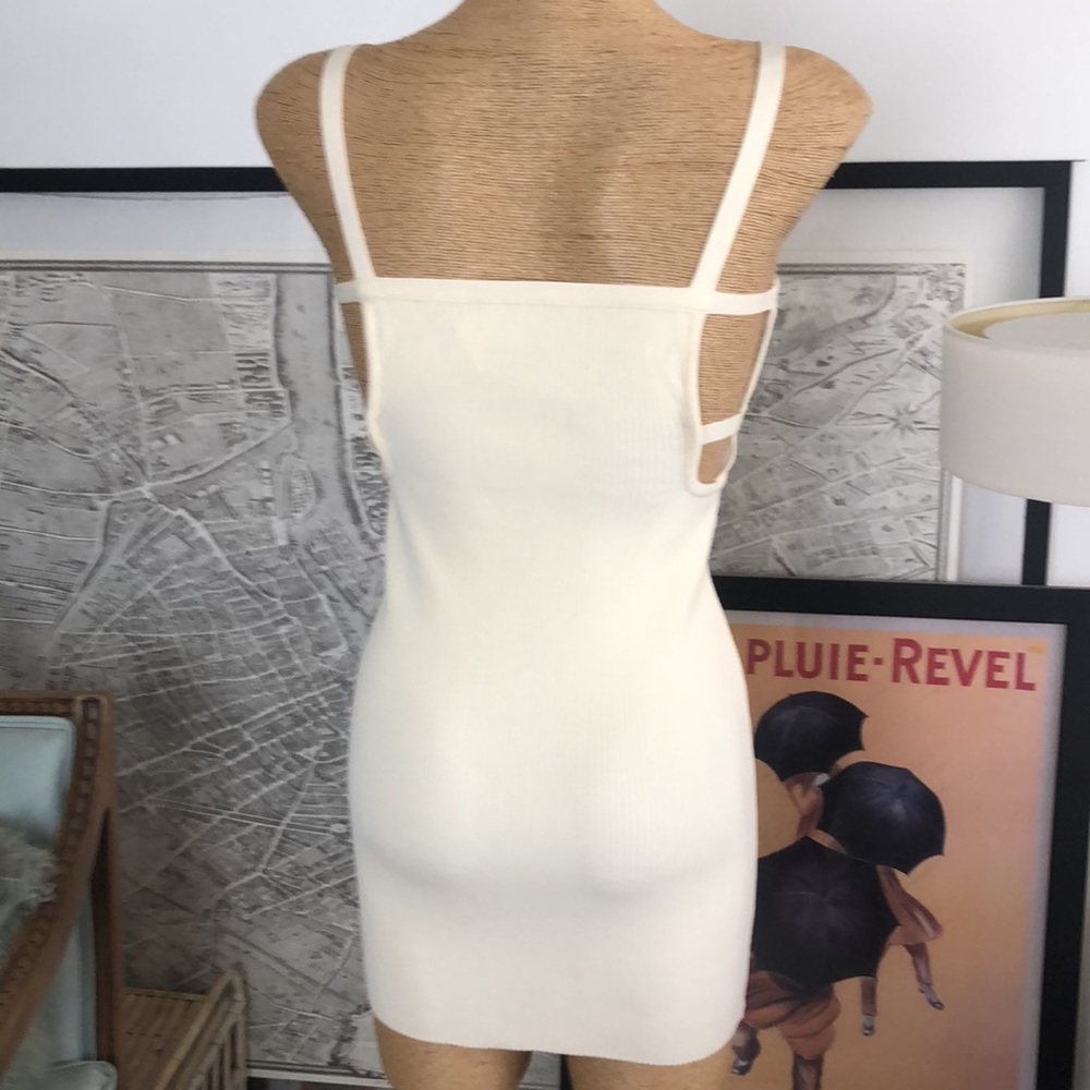 HERVE by Herve LEGER Cream Ribbed Dress Size S - Picture 5 of 12